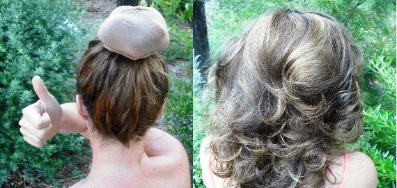 How to get awesome hair overnight with an old stocking and a stiff drink - Fox In Flats How to get awesome hair overnight with an old stocking and a stiff drink - Fox In Flats