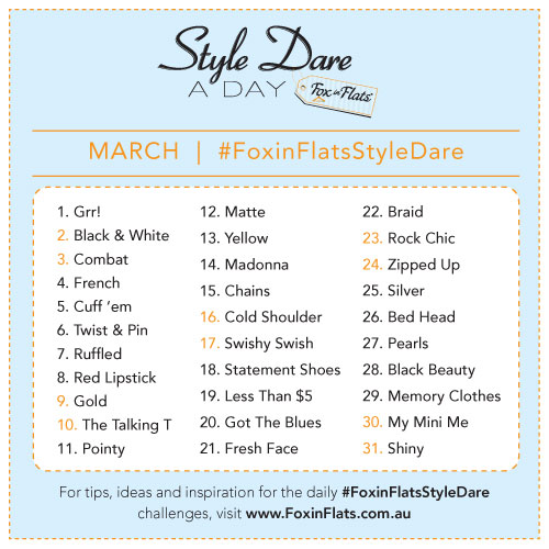 Fox in Flats Style Dare March Prompt list