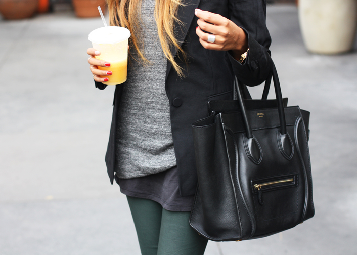 Grey t blazer and green