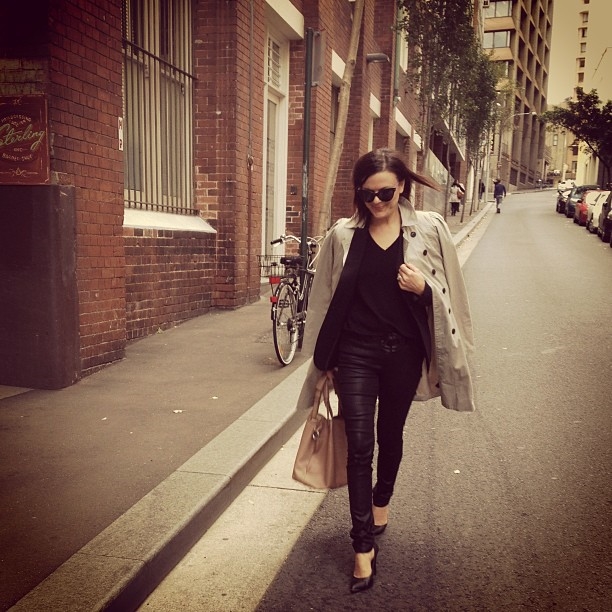Andrea Michelle Fox in Flats Trench Coat