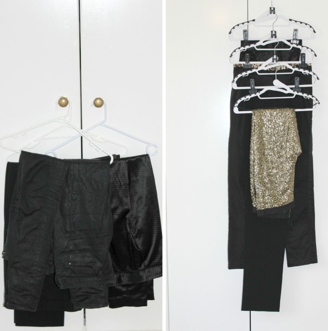 Black pants and jeans hanging solutions