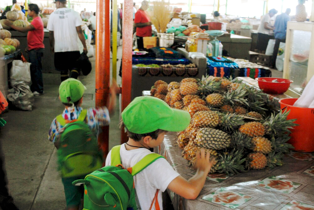Travelling with kids dress them in matching clothing so they are easier to spot in crowds